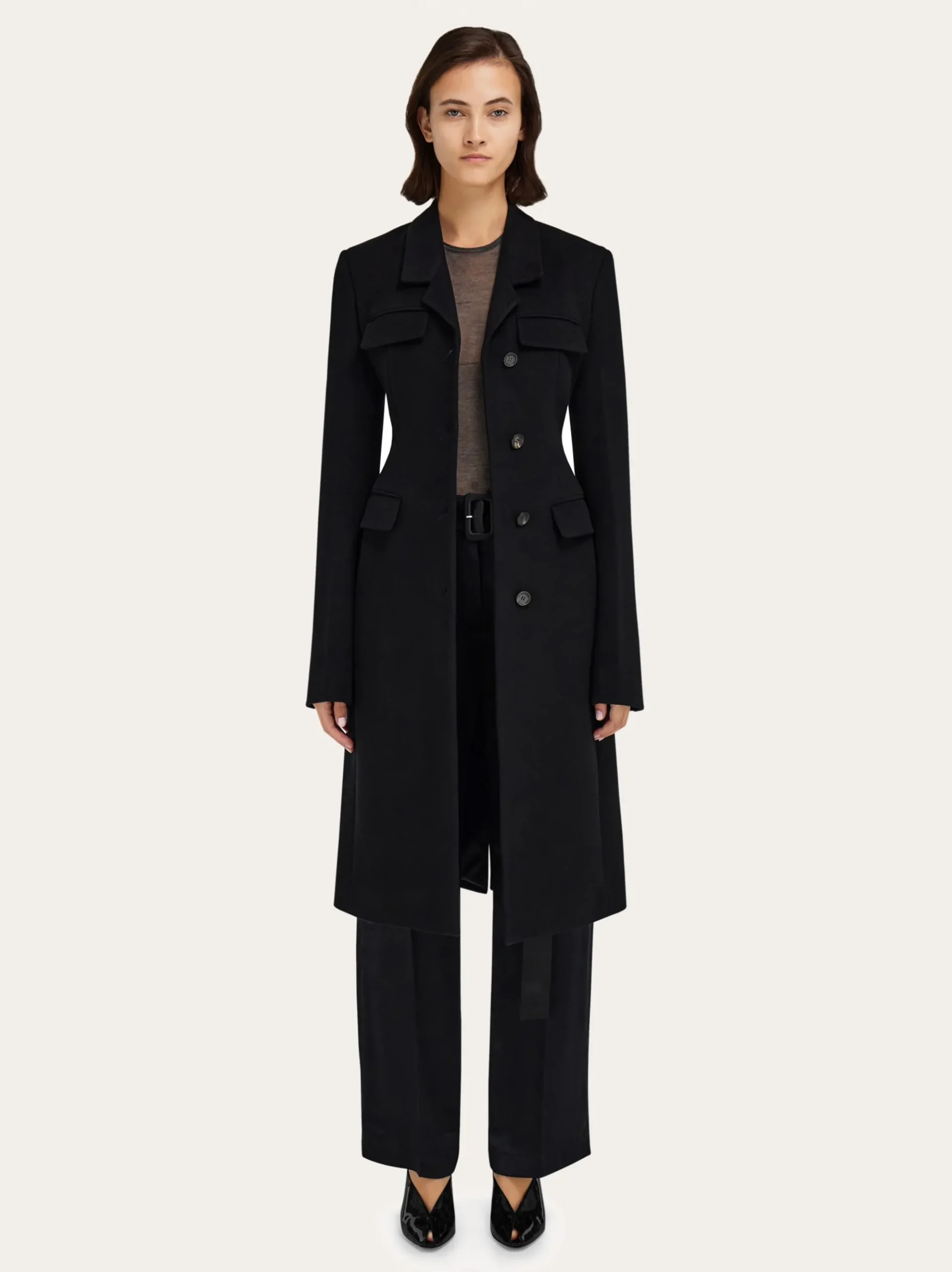 Fitted single breasted coat - Women
