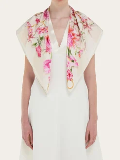 Floral bloom print silk scarf - Women