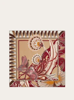 Flowers and Butterflies print silk scarf - Women