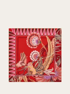 Flowers and Butterflies print silk scarf - Women