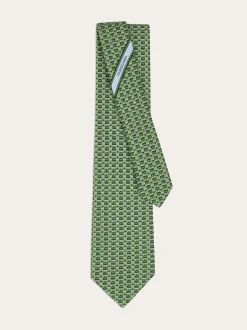 Gancini bicolor print silk tie - Men