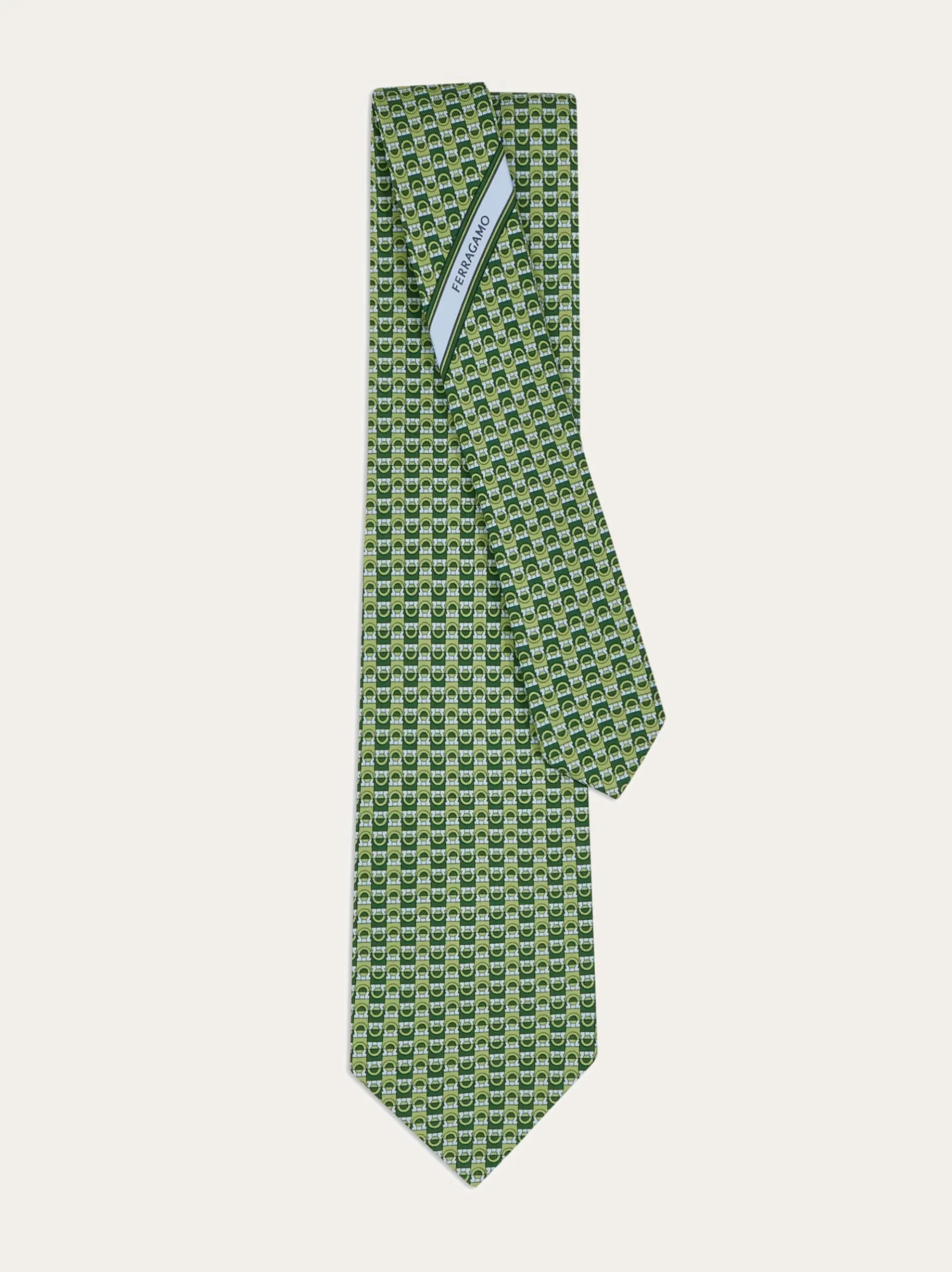 Gancini bicolor print silk tie - Men