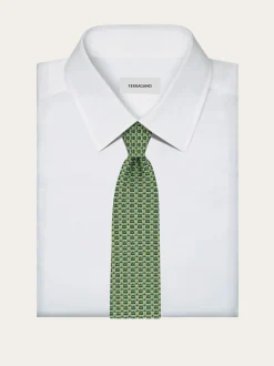 Gancini bicolor print silk tie - Men