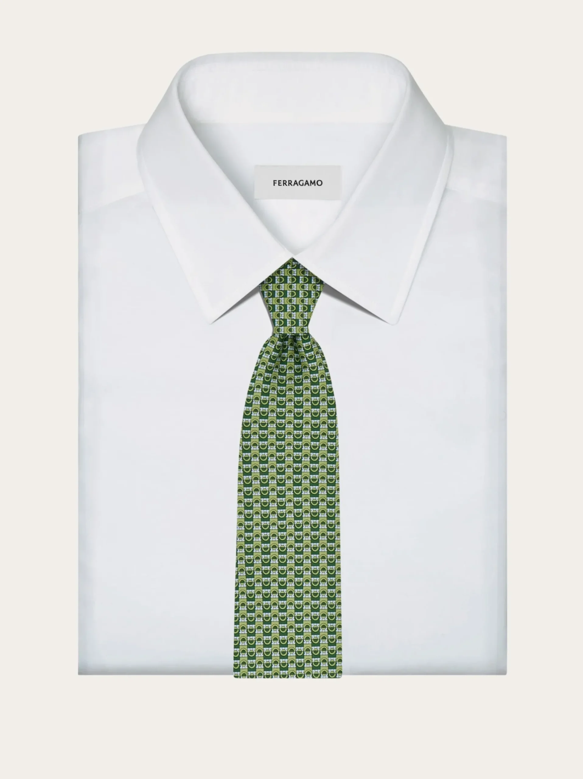 Gancini bicolor print silk tie - Men
