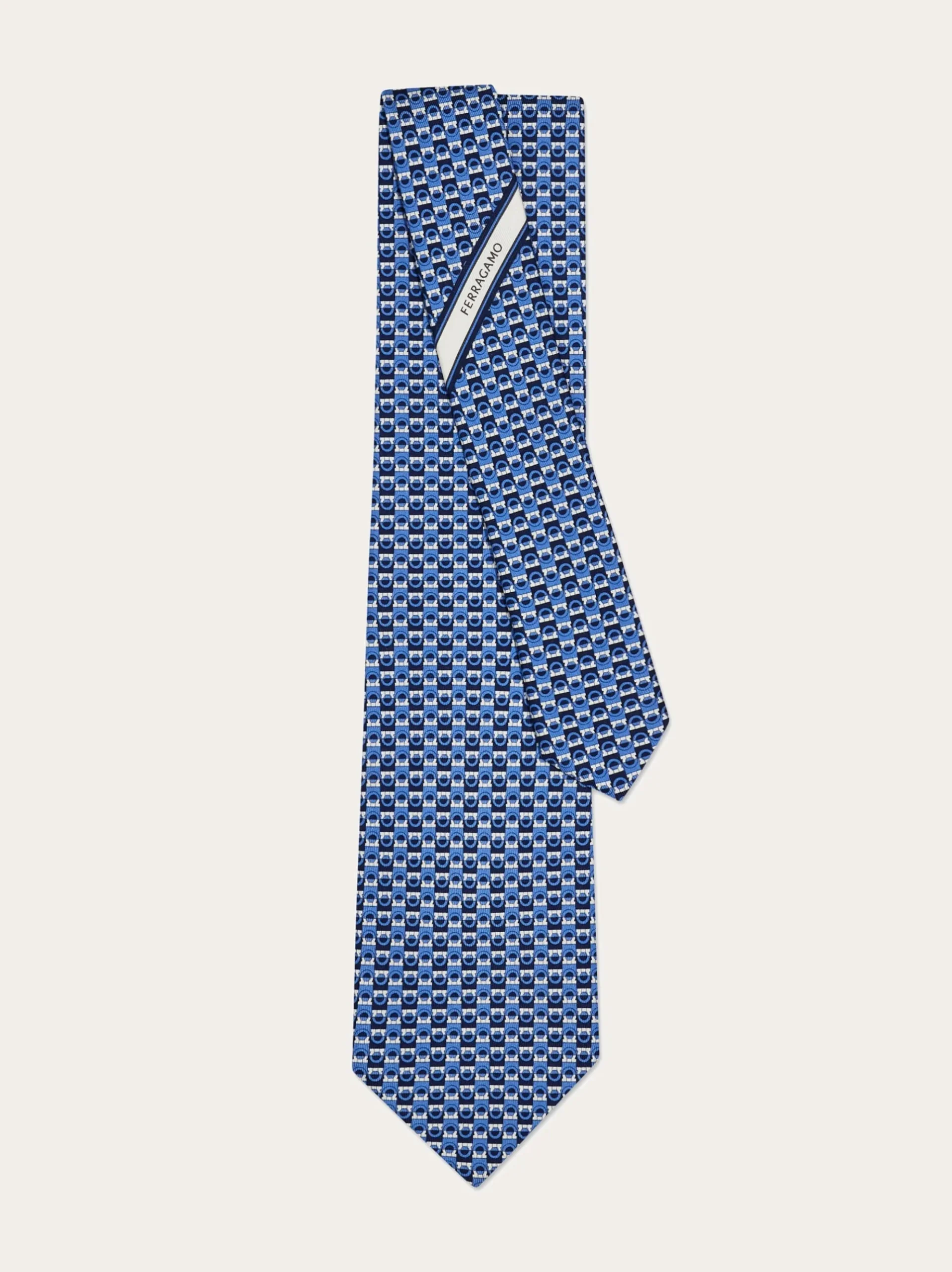 Gancini bicolor print silk tie - Men