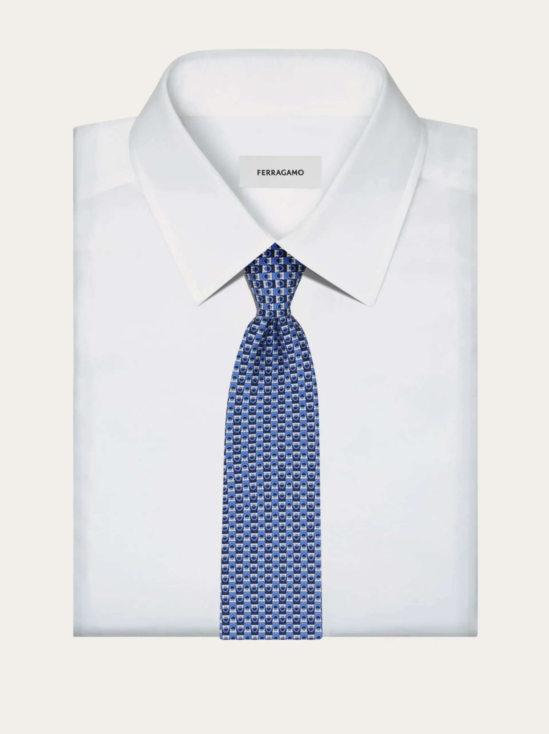 Gancini bicolor print silk tie - Men