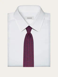 Gancini bicolor print silk tie - Men