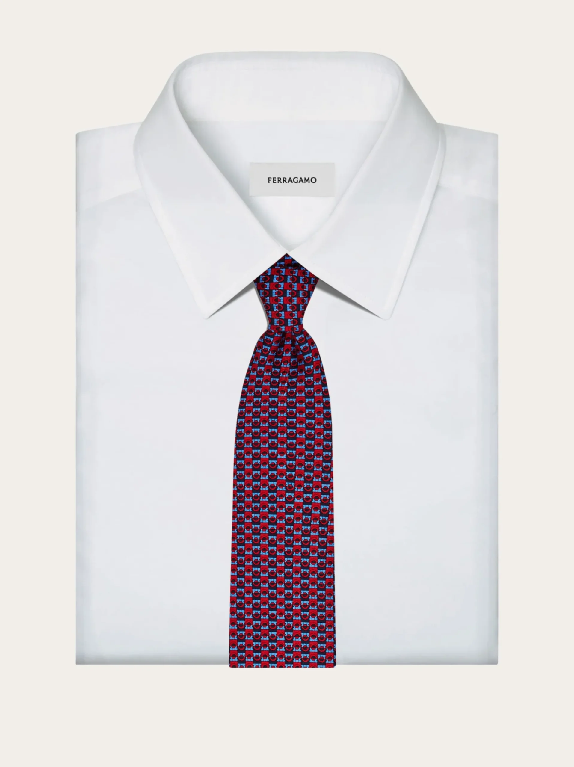 Gancini bicolor print silk tie - Men