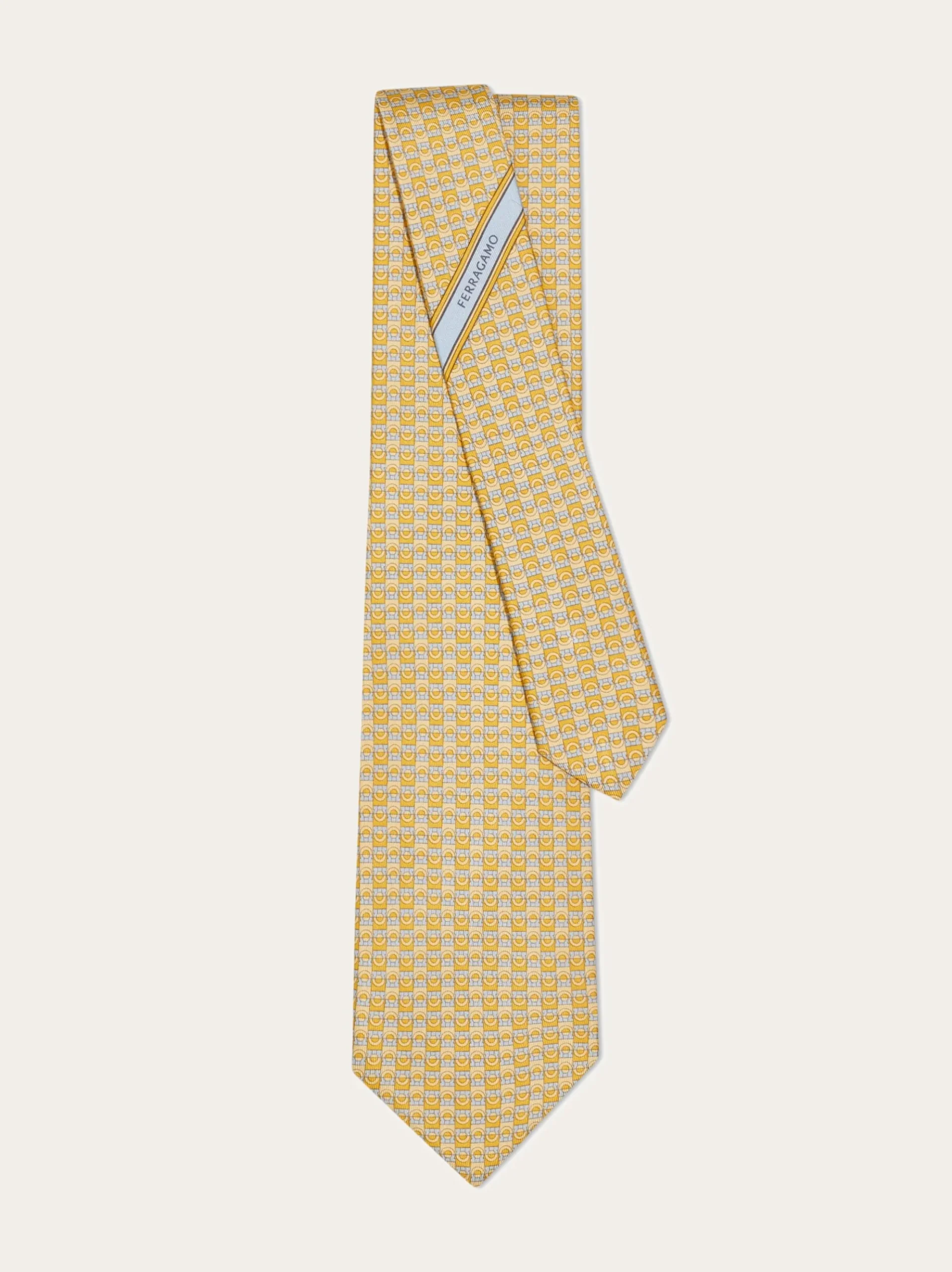 Gancini bicolor print silk tie - Men