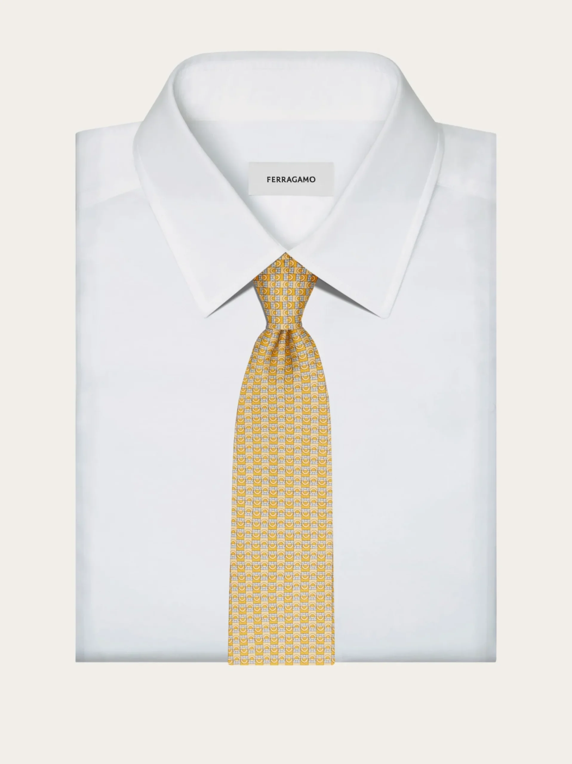 Gancini bicolor print silk tie - Men