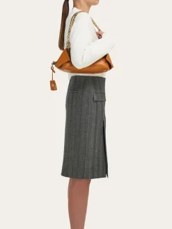 Gancini chain folded shoulder bag (S) - Women