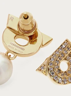Gancini earrings with pearls and crystals - Women