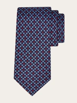 Gancini flower print silk tie - Men