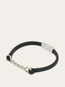 Gancini leather bracelet (20cm) - Men