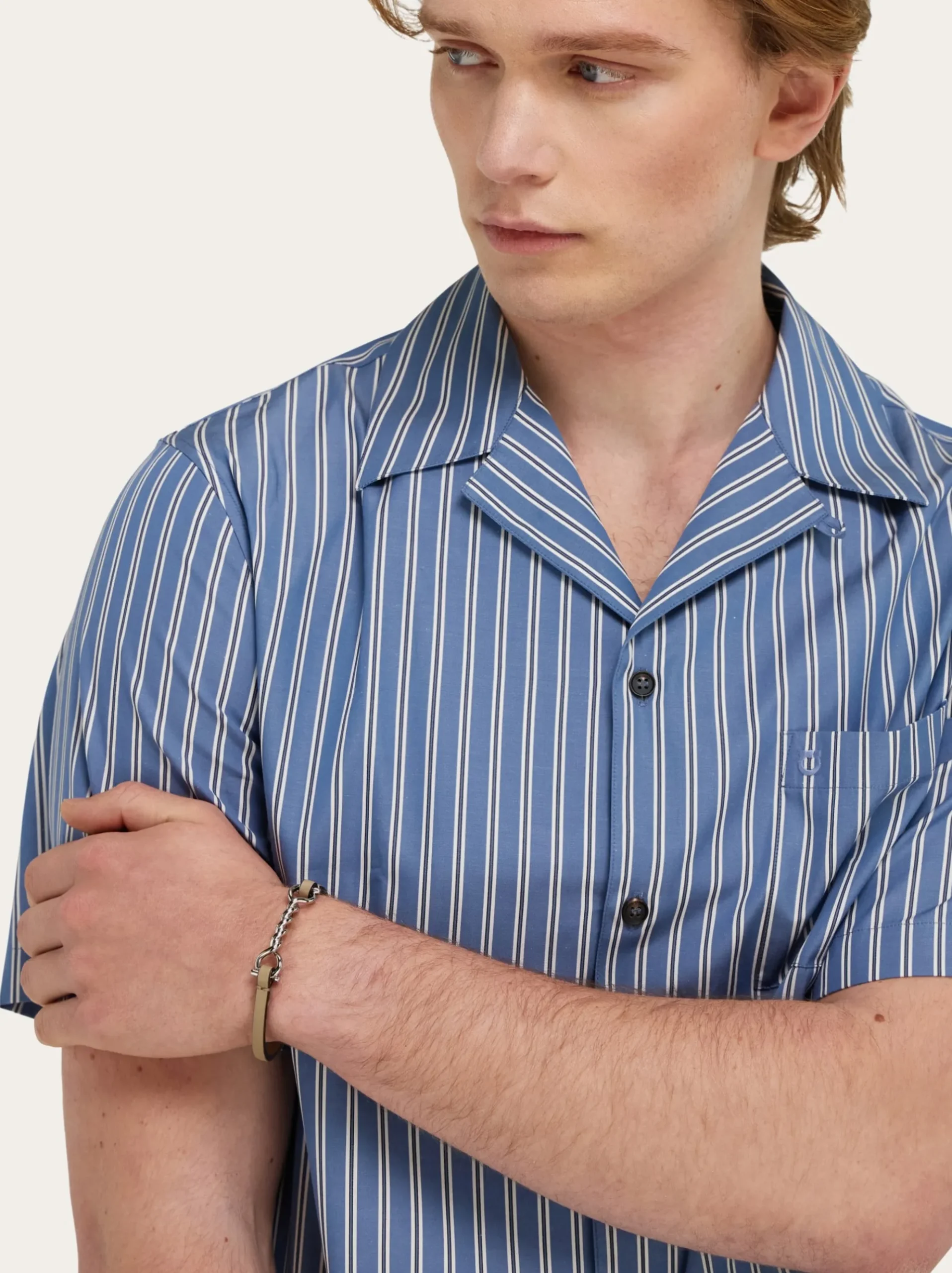 Gancini leather bracelet (20cm) - Men