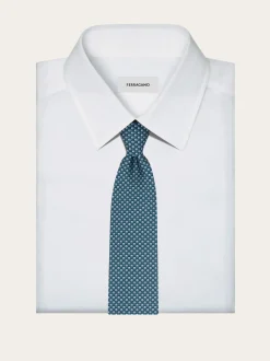 Gancini letter print silk tie - Men