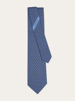 Gancini links print silk tie - Men