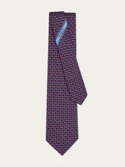 Gancini links print silk tie - Men