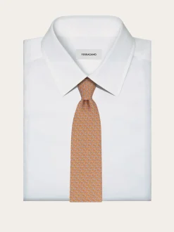 Gancini links print silk tie - Men