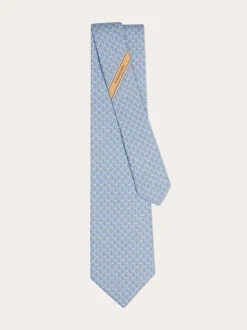 Gancini links print silk tie - Men