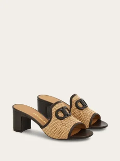 Gancini ornament mid-heel slide - Women
