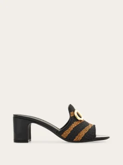 Gancini ornament mid-heel Slide - Women