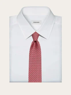 Gancini print silk tie - Men
