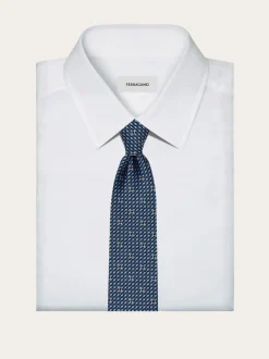 Gancini print silk tie - Men