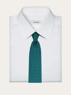 Gancini print silk tie - Men