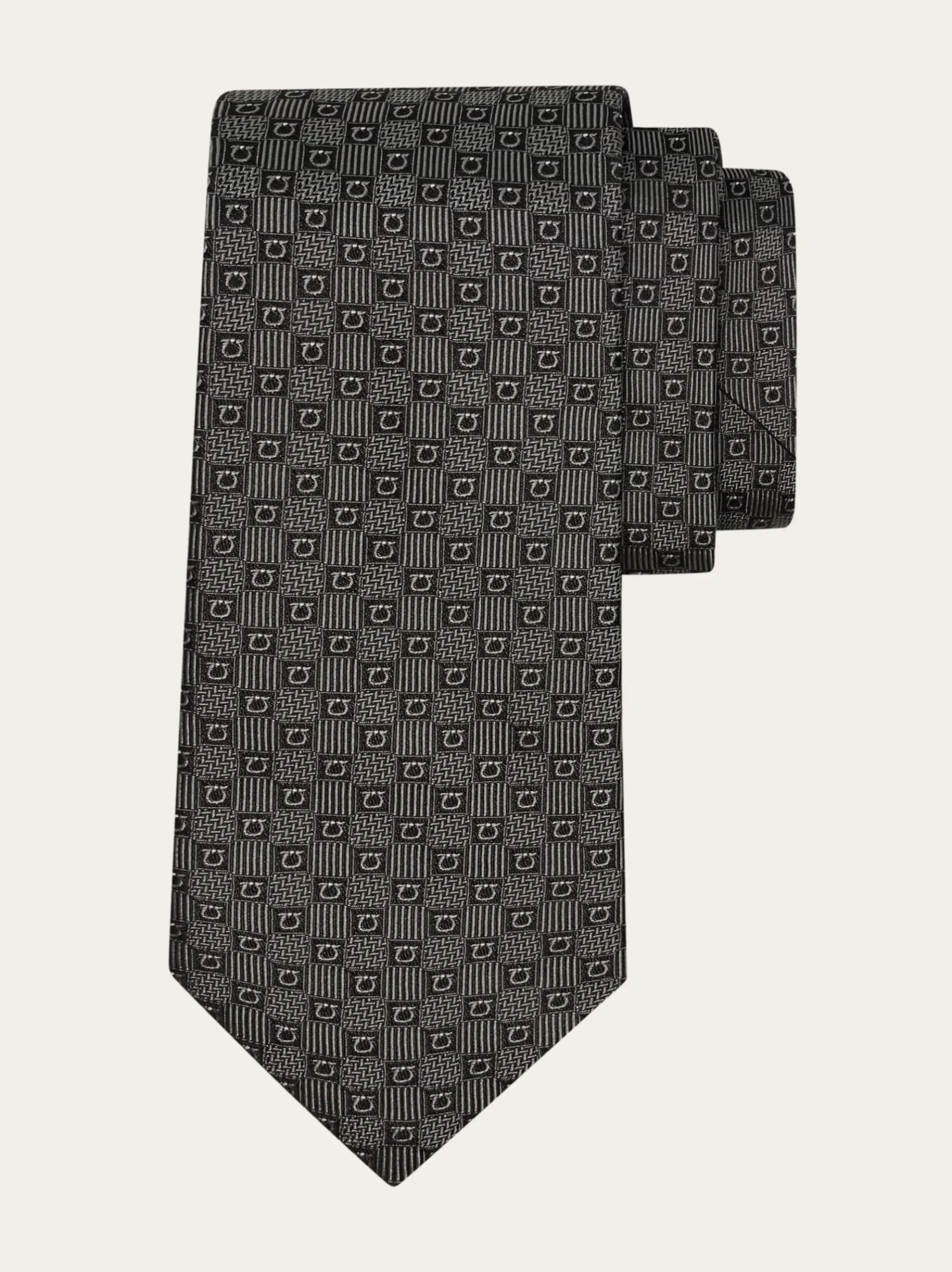 Gancini silk jacquard tie - Men