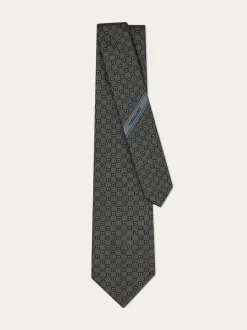 Gancini silk jacquard tie - Men
