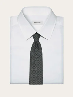 Gancini silk jacquard tie - Men
