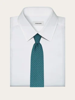 Gancini Square print silk tie - Men