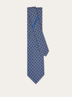 Gancini square print silk tie - Men