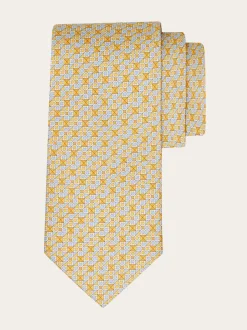 Gancini square print silk tie - Men