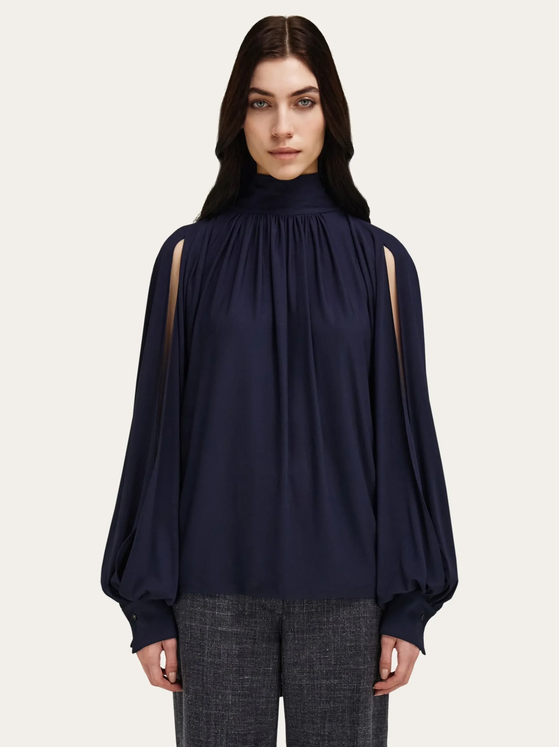 Gathered top with shoulder slit detail - Women