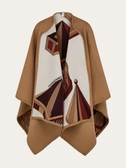 Geometrical renaissance print reversible cape - Women