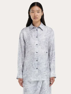 Georgette shirt with orchid print - Women