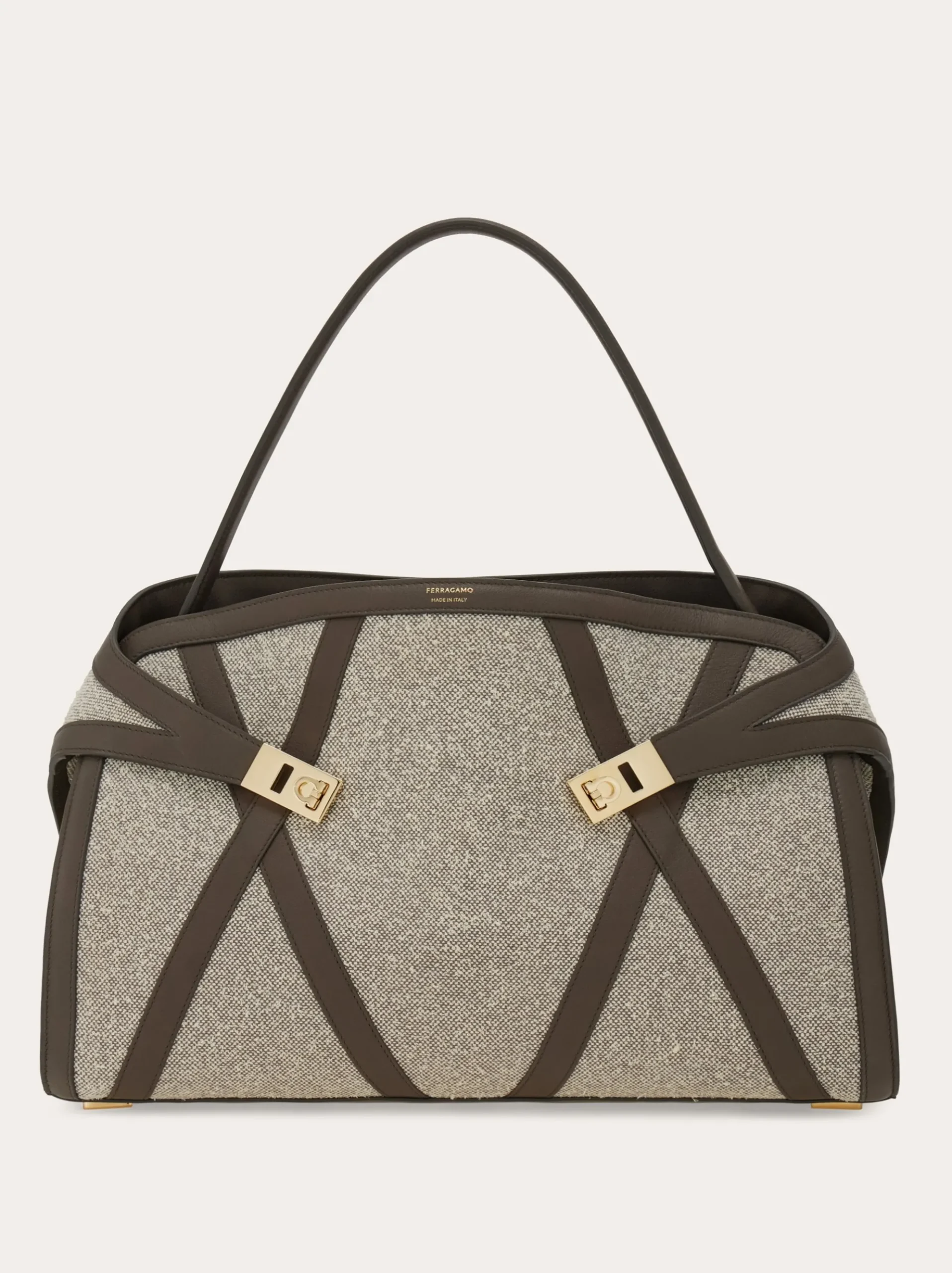 Hug Soft shoulder bag with leather trims (L) - Women