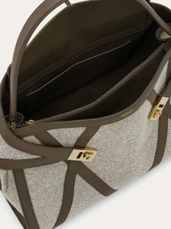 Hug Soft shoulder bag with leather trims (L) - Women