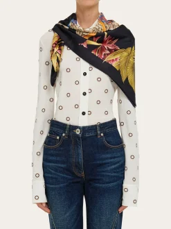 India print silk double face scarf - Women