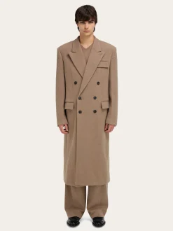 Jersey interlock double breasted coat - Men