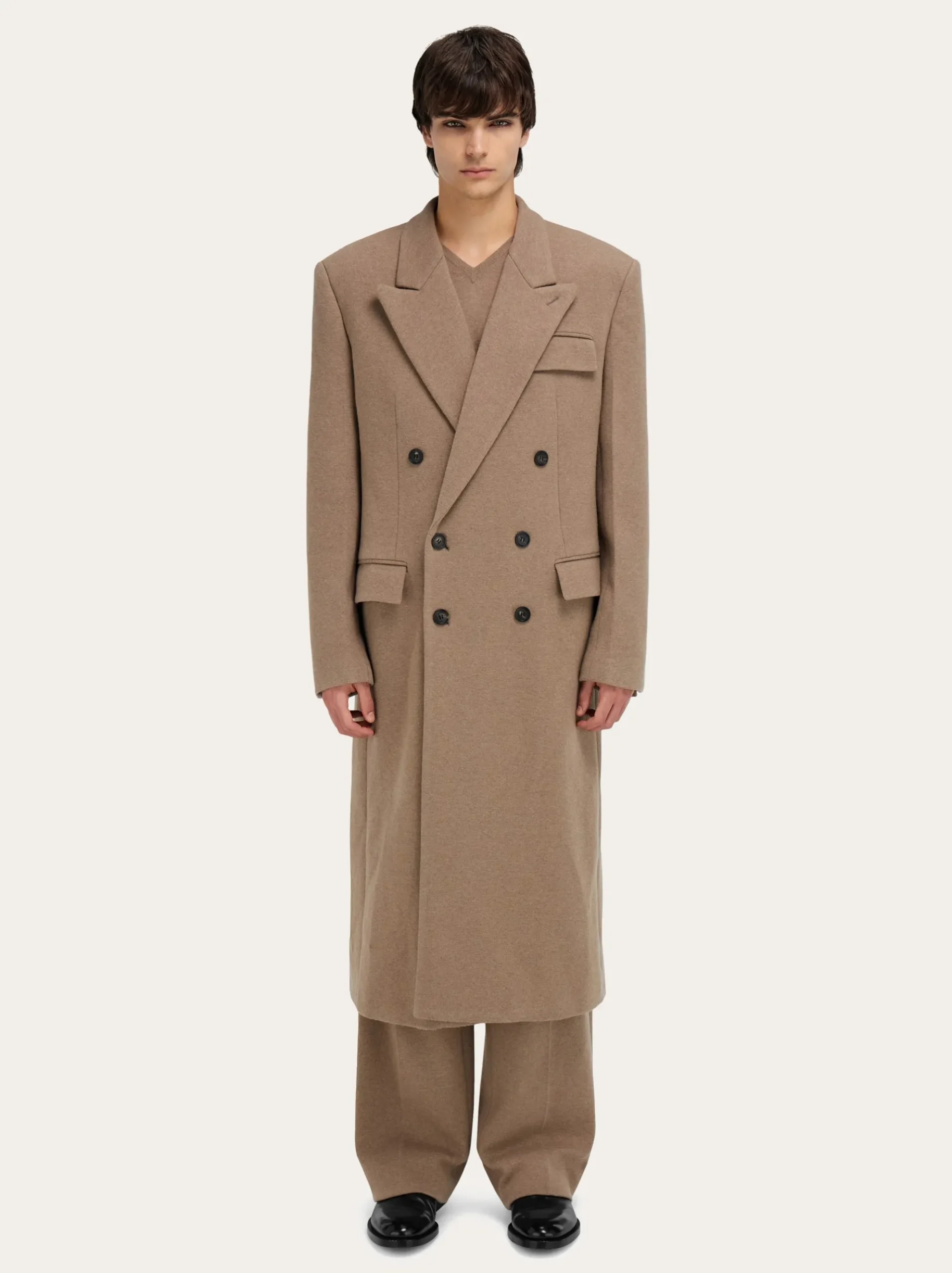 Jersey interlock double breasted coat - Men