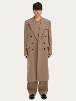 Jersey interlock double breasted coat - Men