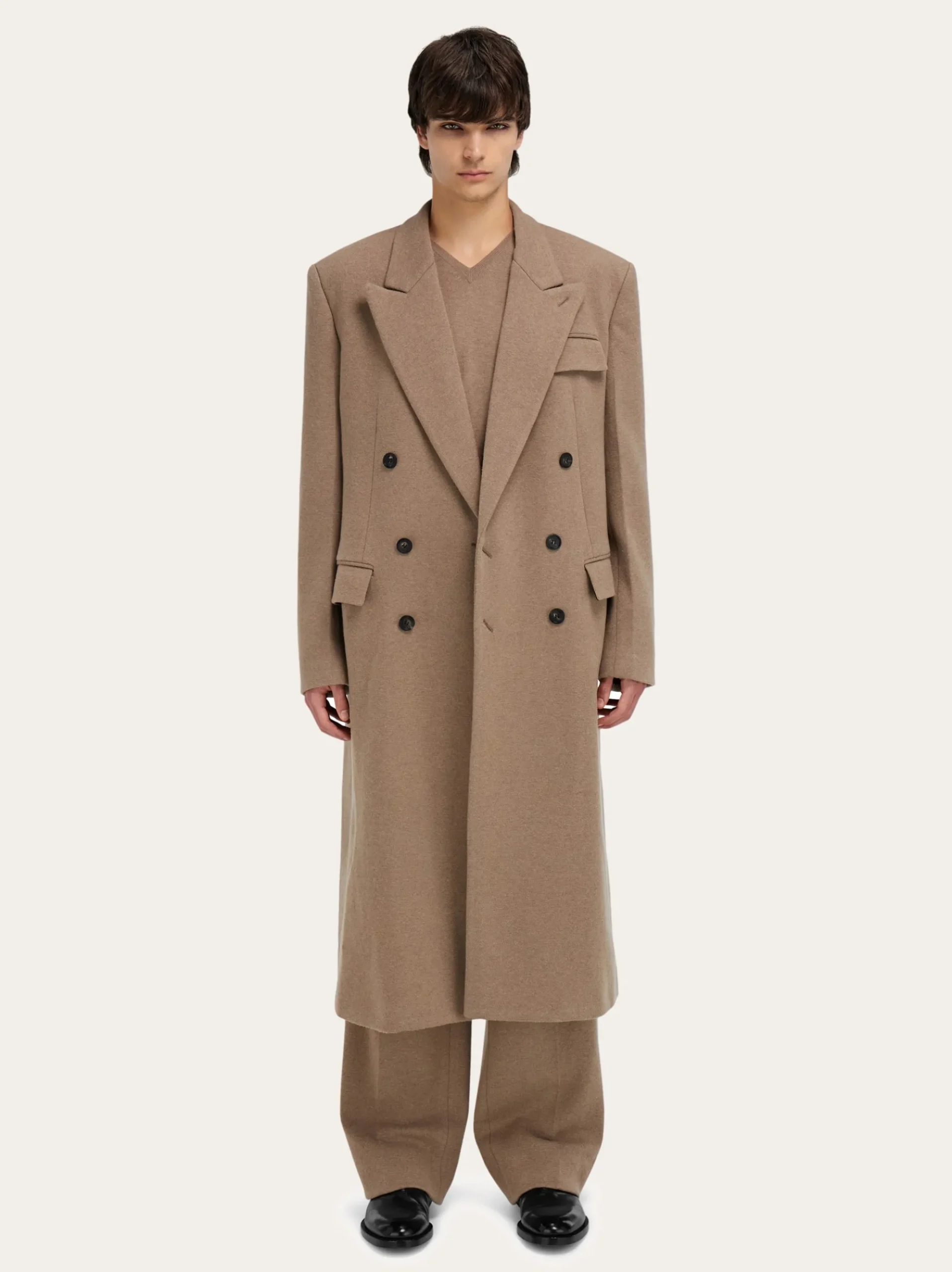 Jersey interlock double breasted coat - Men