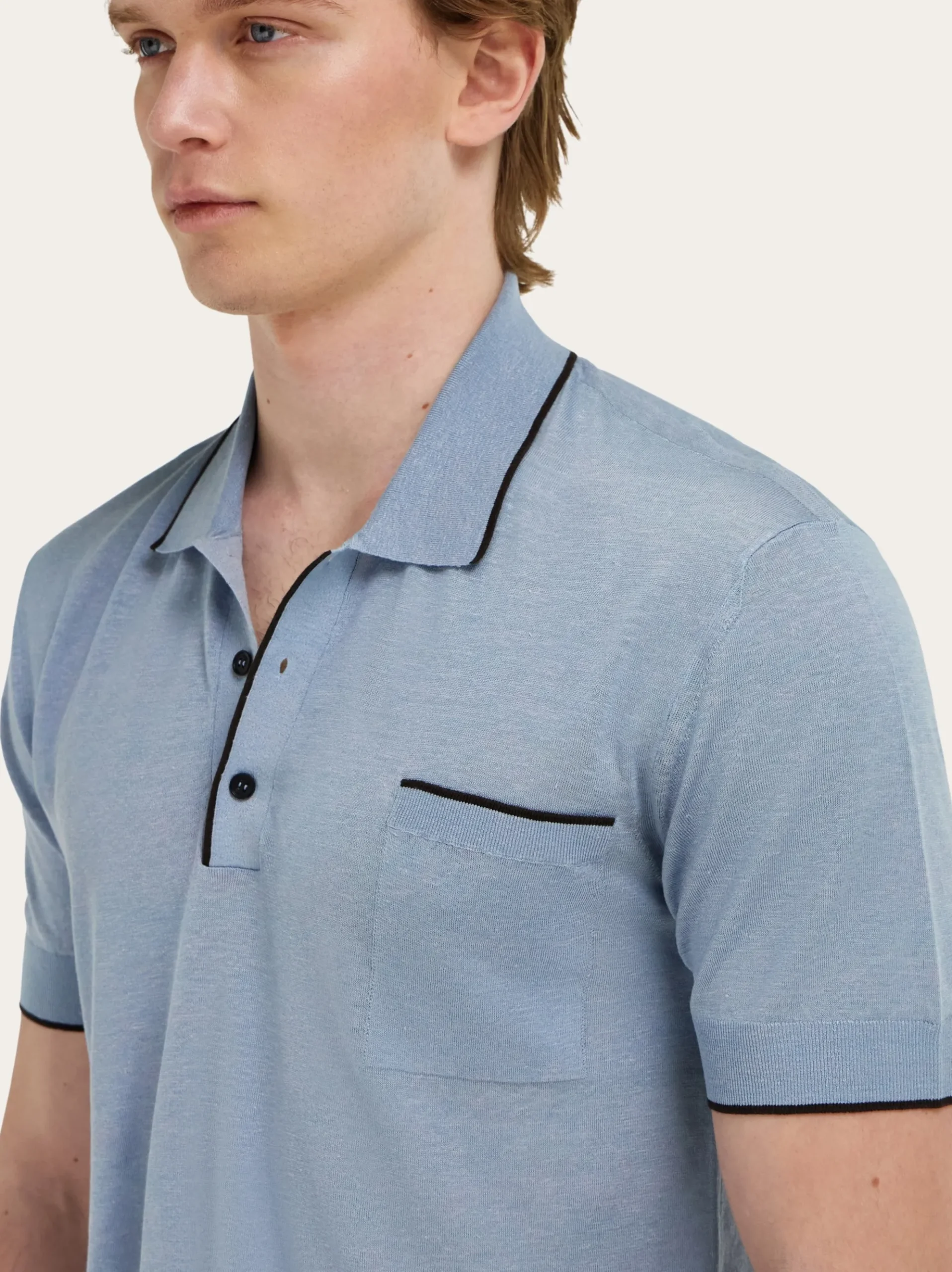 Knitted polo with contrasting trims - Men