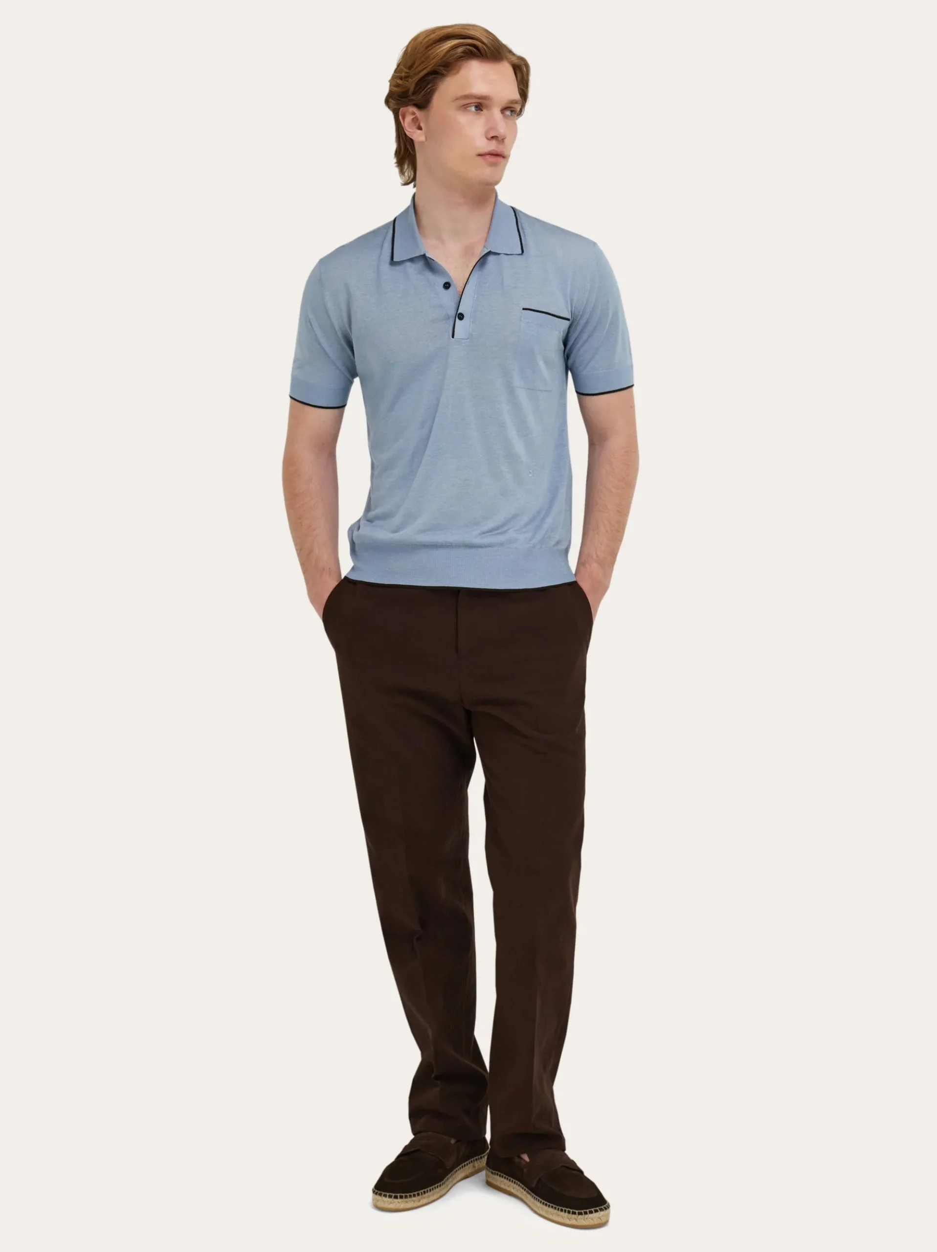 Knitted polo with contrasting trims - Men
