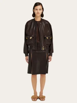 Leather bomber jacket - Women