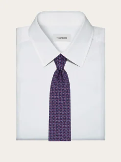 Link print silk tie - Men