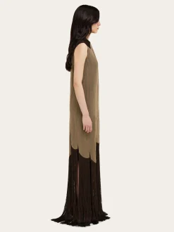 Long dress with fringe detail - Women